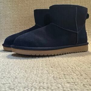 Koolaburra by UGG Koola Mini II Boots Navy Blue Suede Fur Lining Womens 8 EU39